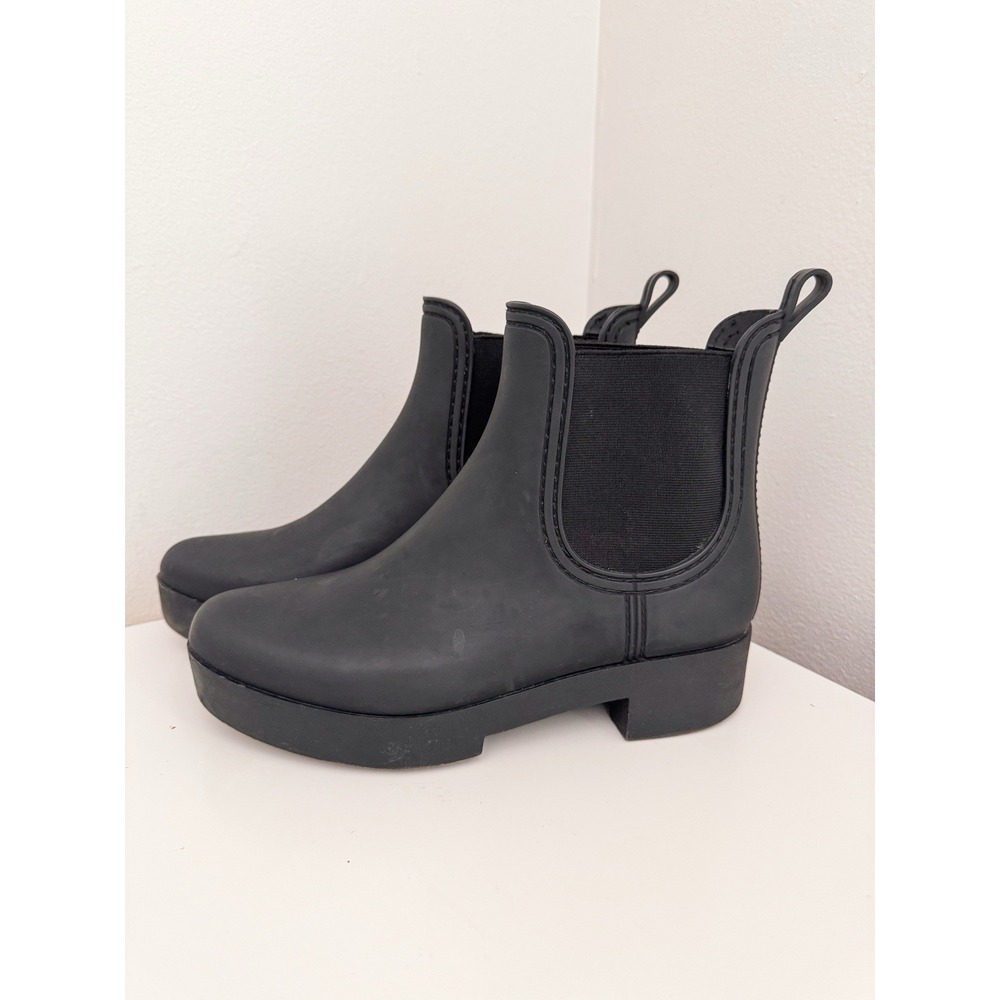 Jeffrey Campbell Women's Matte Black Chelsea Comfort Chunky Rain boots Size 8.5